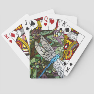 Baraja De Cartas Dragonfly de vidrio manchado