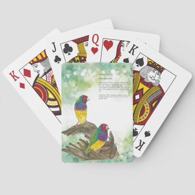 Baraja De Cartas Dramática y dramática acuarela Gouldian Finch (Reverso)