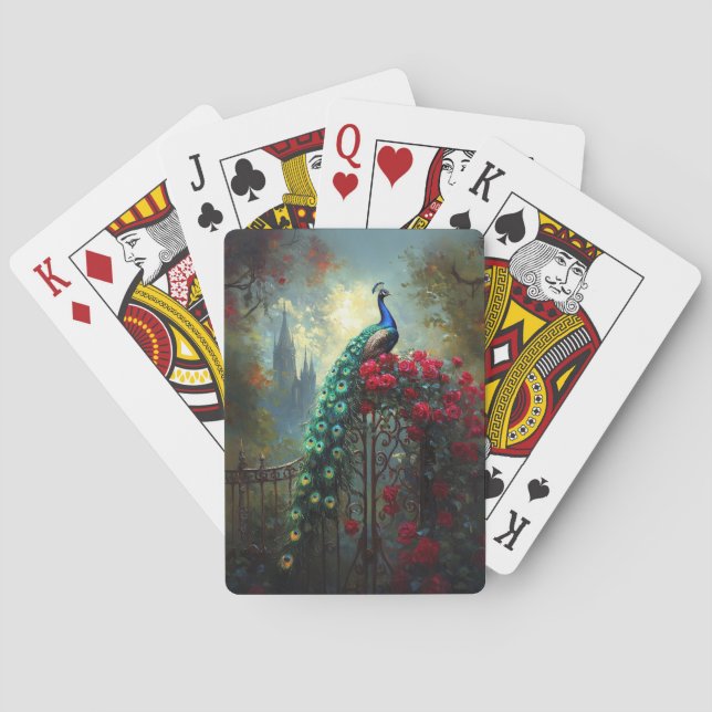 Baraja De Cartas Dramático Peacock Roses Roses Gótico (Reverso)