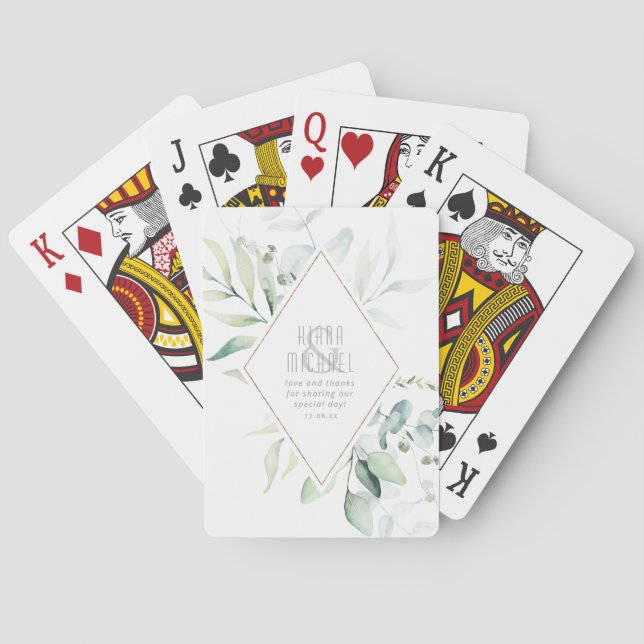 Baraja De Cartas Dreamy Foliage Boda Green/Blue ID817 (Reverso)