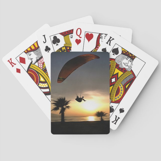 Baraja De Cartas Dropzone At Dusk Adventure Paraglider Art (Reverso)