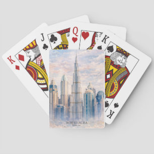 Baraja De Cartas Dubai Burj Khalifa Ciudad de Lujo Horizonte Acuare