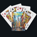 Baraja De Cartas Dublin Ireland Travel Art Vintage<br><div class="desc">Diseño de viaje vectorial retro de Dublín. Sus edificios históricos incluyen el castillo de Dublín,  que data del siglo XIII,  e imponente catedral de San Patricio,  fundada en 1919.</div>