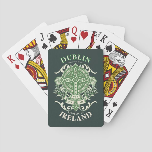 Baraja De Cartas Dublin Irlanda Cruz Celta Irlandesa (Reverso)