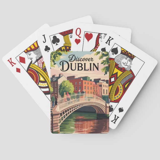 Baraja De Cartas Dublín Irlanda Ilustracion Viajes de arte (Reverso)