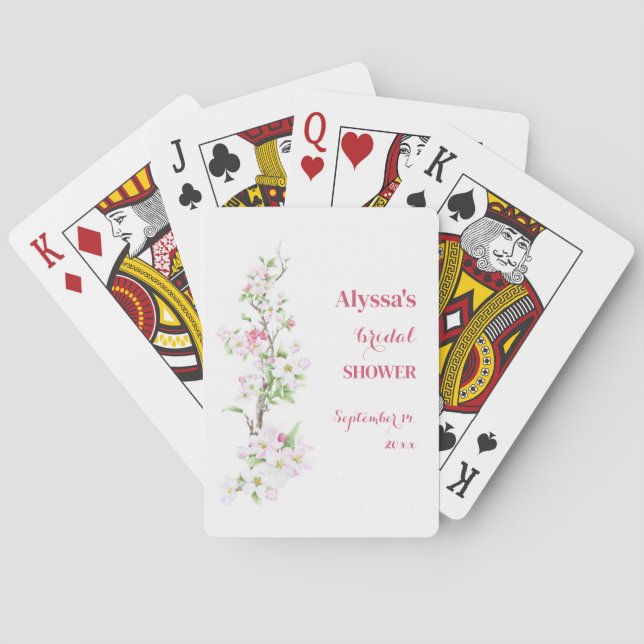 Baraja De Cartas Ducha de novia Apple Blossom personalizada (Reverso)