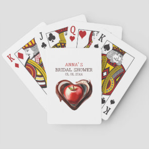 Baraja De Cartas Ducha de Novia de Manzana Roja en Chocolate