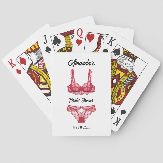 Baraja De Cartas Ducha de Novia de Ropa Interior Roja (Reverso)