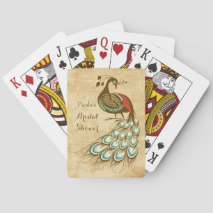 Baraja De Cartas Ducha nupcial del pavo real colorido