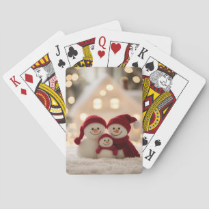 Baraja De Cartas Dulce familia de muñeco de nieve invierno Navidad