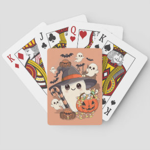 Baraja De Cartas Dulce Fantasma de Halloween al Estilo Kawaii