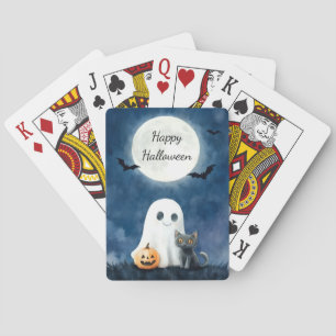 Baraja De Cartas Dulce Fantasma y Gato Negro Halloween