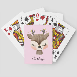 Baraja De Cartas Dulce Lindo y Femenino Reno de Bebé Rosa Pastel