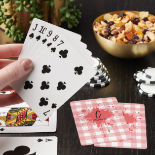 Baraja De Cartas Dulce patrón de cuadros rojo pastel