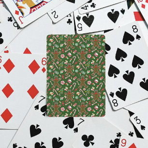 Baraja De Cartas Dulce Patrón Navideño Verde Juguetón de Pan de Jen