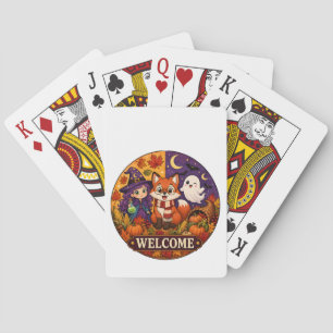 Baraja De Cartas Dulce Zorro de Halloween Bruja Fantasma Otoño Bien