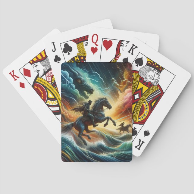 Baraja De Cartas Dúo dinámico: Aventura tormentosa a caballo (Reverso)