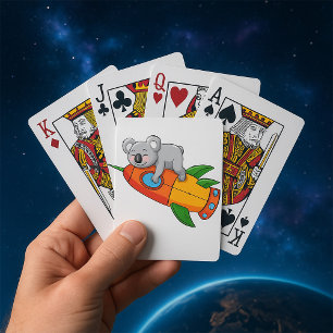 Baraja De Cartas Durmiendo Koala en un cohete colorido