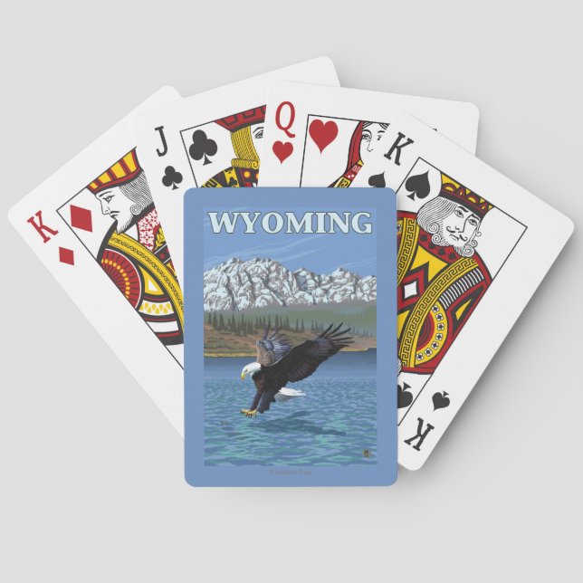 Baraja De Cartas Eagle calvo que se zambulle - Wyoming (Reverso)