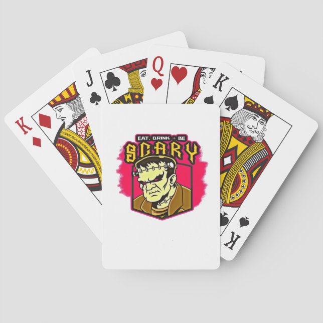 Baraja De Cartas Eat Drink And Be Scary Frankenstein Halloween Crea (Reverso)