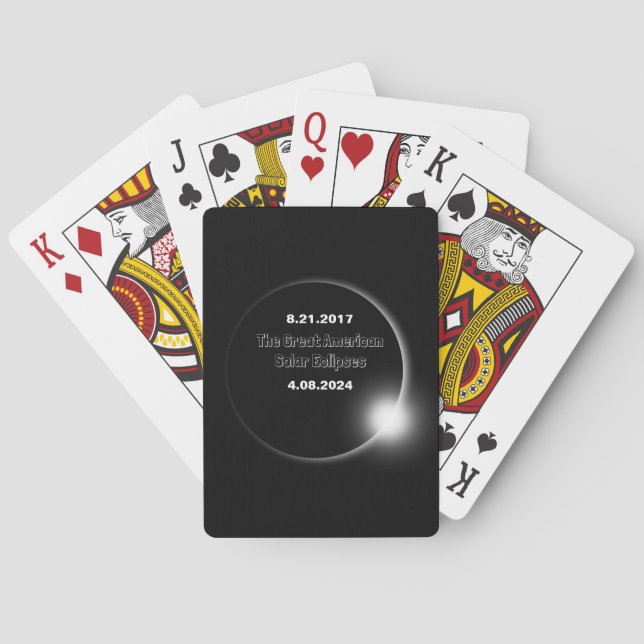 Baraja De Cartas Eclipse solar con doble fecha 2024 & 2017 (Reverso)