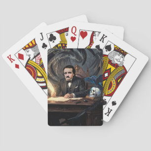 Baraja De Cartas Edgar A. Poe Componiendo El Cuervo En Sueños Gótic