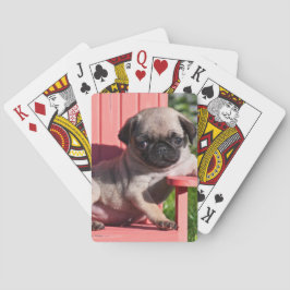 Baraja De Cartas EE. UU., California. Pug cachorro desplomado