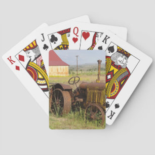 Baraja De Cartas EE. UU., Oregón, Shaniko. Tractor vintage oxidado