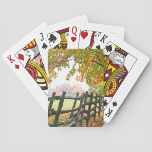Baraja De Cartas EE. UU., Vermont. Valla bajo follaje de otoño.