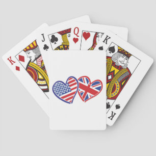 Baraja De Cartas EE.UU. y el Reino Unido en el corazón mostrando am