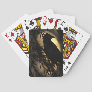 Baraja De Cartas Eerie Raven Silhouette Contra Una Luna Brillante