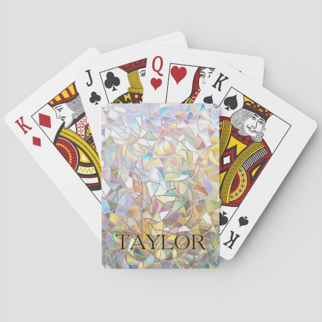 Baraja De Cartas Efecto de vidrio emplomado prismático - Arcoíris p (Reverso)