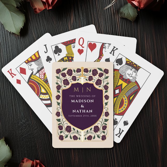 Baraja De Cartas Eggplant Royal Sword Shield Wedding Favor (Subido por el creador)
