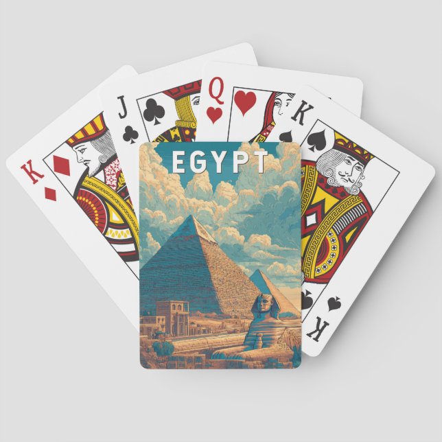 Baraja De Cartas Egypt Illustration Travel Art Vintage (Reverso)