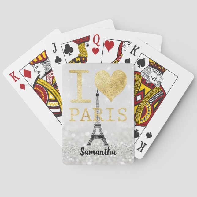 Baraja De Cartas Eiffel Tower Paris and Heart (Reverso)
