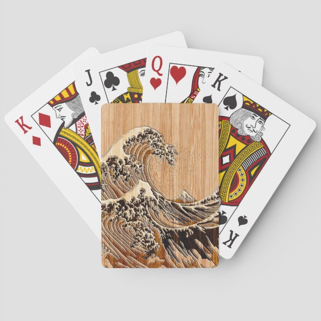 Baraja De Cartas El acento de madera de bambú del estilo de la gran (Reverso)