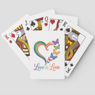 Baraja De Cartas El amor es amor LGBT Mariposa Corazón Arcoíris