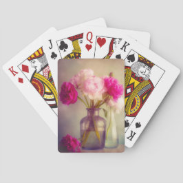 Baraja De Cartas El antiguo Bouquet Peony en las jaulas de vidrio