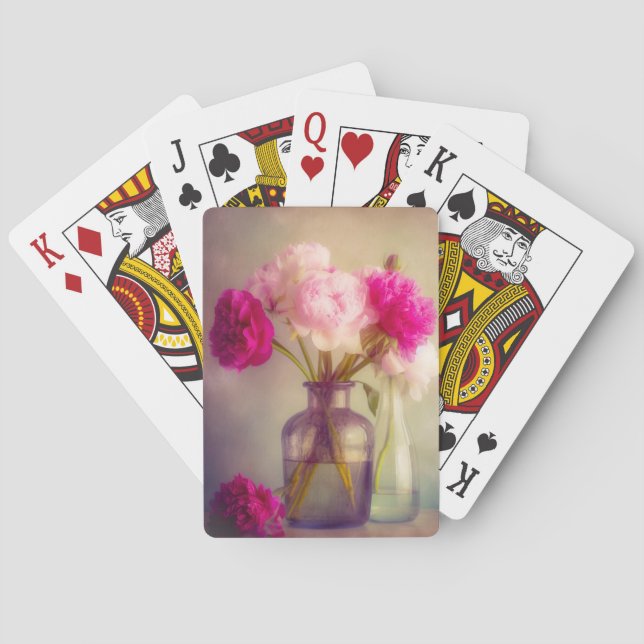 Baraja De Cartas El antiguo Bouquet Peony en las jaulas de vidrio (Reverso)
