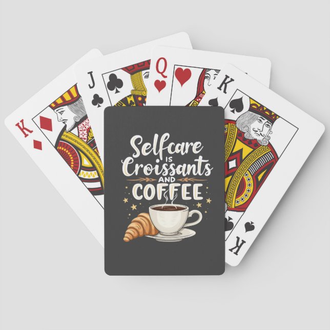 Baraja De Cartas El autocuidado es croissant y el café Caffeine Pat (Reverso)