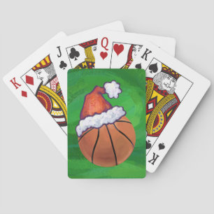 Baraja De Cartas El baloncesto de Santa Hat en Green