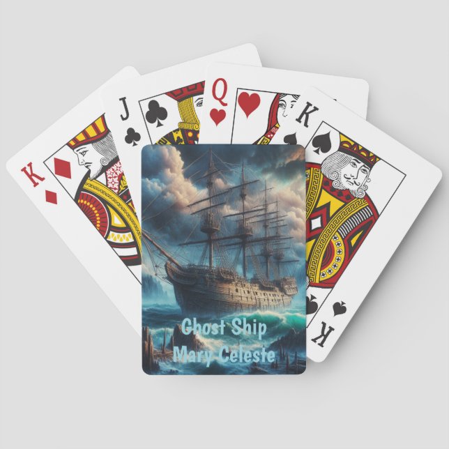 Baraja De Cartas El barco fantasma Mary Celeste atormentando el mis (Reverso)