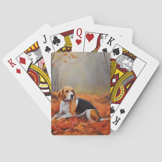Baraja De Cartas El Beagle en otoño se inspira en las hojas (Reverso)