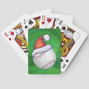 Baraja De Cartas El béisbol en Santa Hat en Green