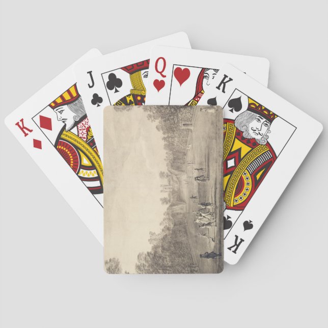 Baraja De Cartas El Bowling Green en Claremont, 1738 (grabado) (Reverso)