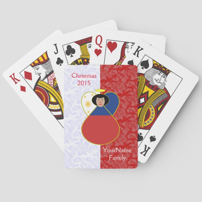 Baraja De Cartas El cabello negro del ángel filipino vestido con ba (Reverso)