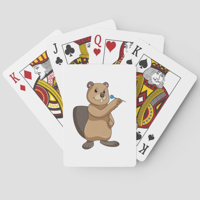 Baraja De Cartas El castor en Darts con Dart (Reverso)