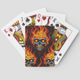 Baraja De Cartas El cráneo flameante diseño tatuaje gótico rock and