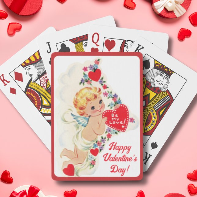 Baraja De Cartas El día de San Valentín del Personalizado del Ángel (Vintage Retro Cupid Angel Custom Valentine's Day Playing Cards)