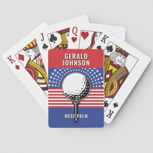 Baraja De Cartas El diseño patriótico del golf en Estados Unidos (Reverso)